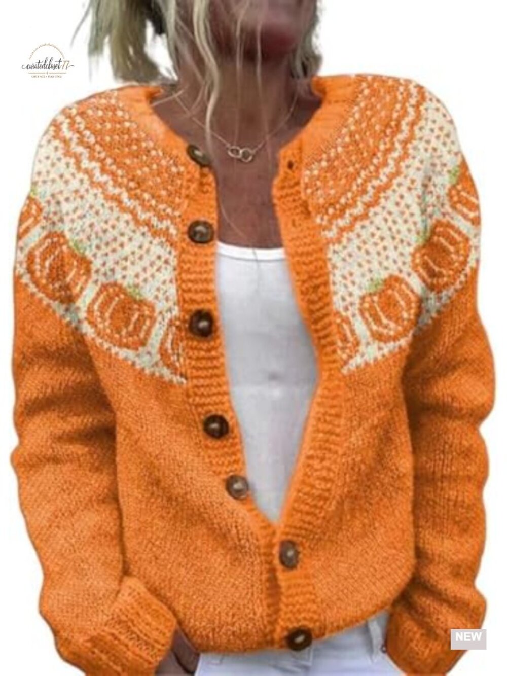Women's Funny Fall Animal Floral Christmas Tree Button Knit Cardigan Sweater